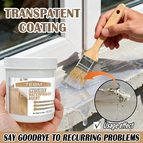 Application of Top Shelf Transparent Waterproof Sealant And Coating on window trim with a brush for moisture protection.