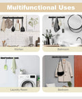 Sturdy Matte Black Wall Mount Coat Rack With Five Heavy Duty Metal Hooks, Rustproof And Waterproof, installed in kitchen, bathroom, laundry room, and bedroom for multifunctional uses.