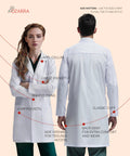 White Unisex Lab Coat With Snap Closure 40 Inch Length Pro Grade Medical Uniform Roomy Fit For Men And Women Durable Fabric All Day Comfort Work Ready Gear