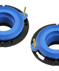 Wax-Free Toilet Seal That Really Works Universal Gasket Fits Any Drain 2 Pack shown in blue rubber and black plastic.