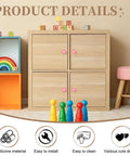 Wooden cabinet with Six Pack Soft Silicone Flower Cabinet Knobs Pink Cartoon Drawer Pulls for nursery next to colorful toys.