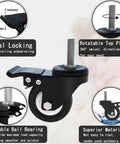 Smooth Like Butter Heavy Duty Swivel Casters Set Of Four Silent PU Tread Wheels with dual locking mechanism for secure use.
