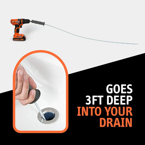 Drill Powered Tub And Sink Snake Auger Clog Remover For Bathroom Drains 42 Inch Stainless Steel Hair Buster