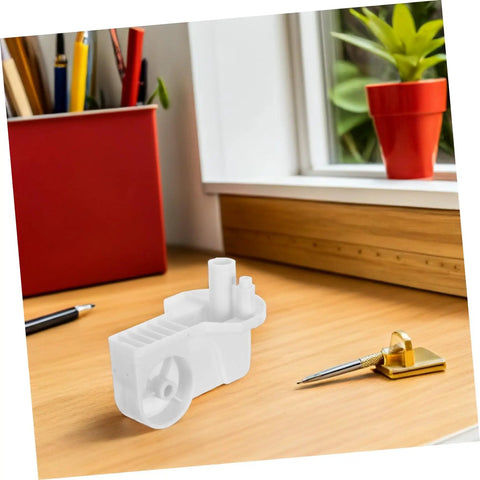 4 Pack Plastic Oscillating Fan Motor Brackets For Electric Fans, Beefed Up Heavy Duty Stable Cooling Equipment Accessories For Warehouse Ventilation, Quiet Vibration Reducing Fan Head Support Mounts white plastic bracket on desk