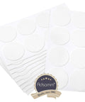 Real Deal Self Adhesive Felt Pads For All Furniture Legs To Save Your Floors From Scuffs With A Big Time Grip That Keeps Things Locked Down 80 Pack of 2 inch round white glides on sheets.