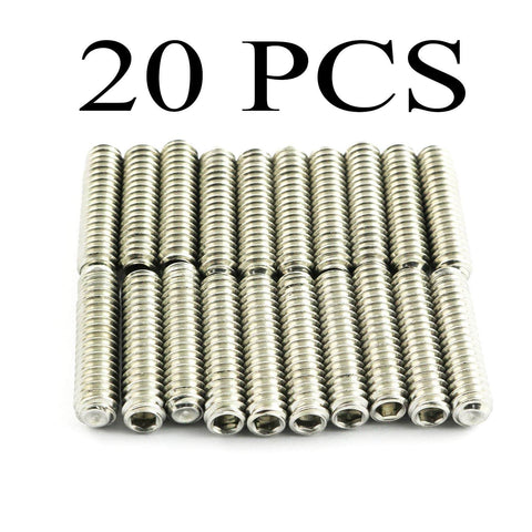20 Piece 1/4-20 By 1 Inch Hex Socket Set Screws In 304 Stainless Steel Full Thread Cup Point Grub Screws For Heavy Duty Rust Resistant Fastening Smooth Threads Reliable Hardware For Mechanical Parts