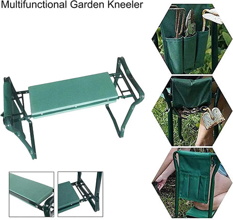 Garden Kneeler And Seat Heavy Duty Folding Bench With Thick Kneeling Pad And Removable Tool Pouch For Outdoor Lawn Care Rest Your Knees And Save Your Back