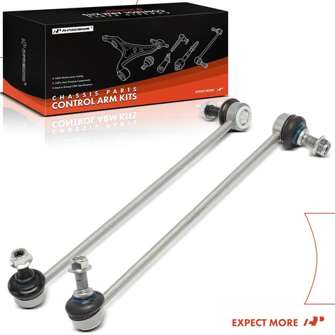 Front Sway Bar Link Set For BMW X3 X4 2011 Through 2018 Direct Fit Pair Of Front Left And Right Stabilizer Links with packaging shown