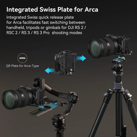 Cage Kit for Sony A6700 with HDMI Cable Clamp and Built In Quick Release Plate Arca Type Rig on tripods and gimbals