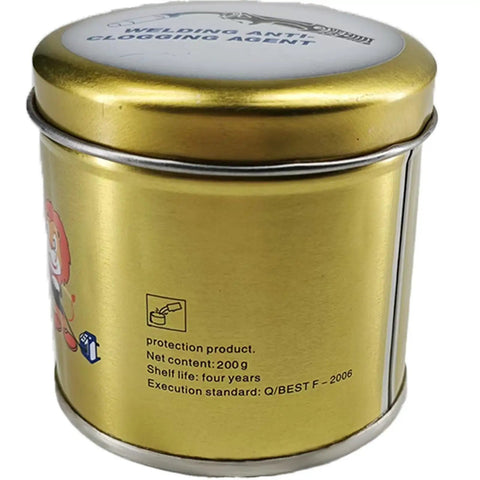 Side view of tin packaging of Anti-Spatter Welding Gel for MIG Nozzles, Keeps Nozzle Clean and Spatter-Free, Easy Apply Barrier