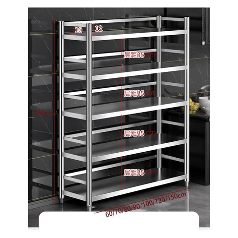 Heavy Duty 5 Tier Stainless Steel Shelving Unit Rock Solid Storage Rack With 330 Lb Load Capacity showing adjustable tiers and dimensions.
