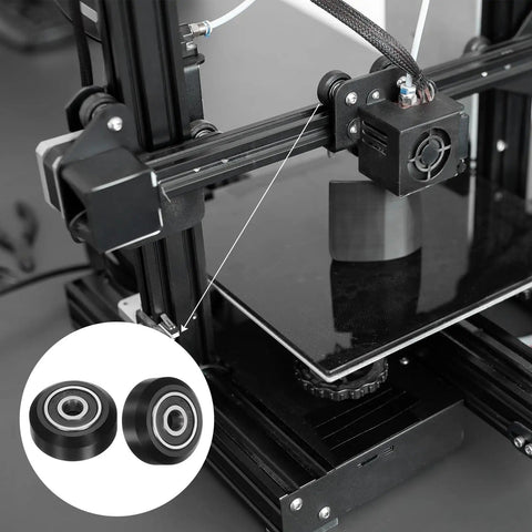 10 Pack POM Roller Wheels For 3D Printer Gantry And V Slot Tracks Dope High Speed Pulley Wheels With 625-2RS Double Shield Bearings Low Noise Durable Black CNC Upgrade, 24mm