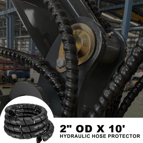 Hydraulic Hose Protector Spiral Wrap, 2 Inch Outer Diameter, 10 Foot Length, Lightweight Protective Sleeve For Machinery