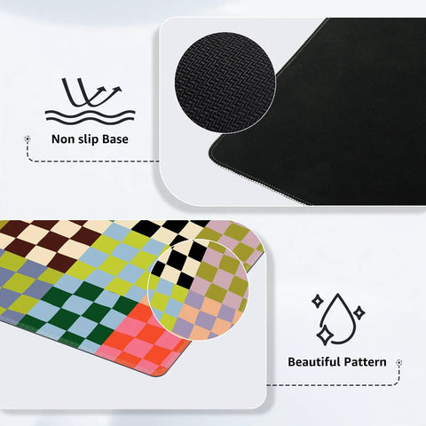 Retro Checkered Desk Mat Large Mouse Pad For Gaming And Work Ultra Smooth Surface Anti Slip With Stitched Edges XXL Keyboard Pad