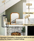 Dope Industrial Farmhouse 3 Light Pendant Fixture In Black And Gold hanging from a flat ceiling by adjustable rods.