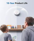 9V Battery Powered Photoelectric Smoke Alarm With Low Battery Alert No Fuss Install UL217 10th Edition Listed GS509A White Smoke Detector For Home Safety And Early Smoldering Fire Detection, 10-year life