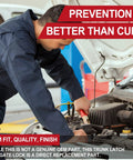 Mechanic working on a car engine showcasing OEM-fit tailgate lock as a direct replacement for VW models.