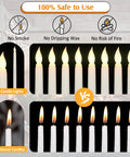 Comparison of 24 Pack Flameless Taper Candles With Remote And Timer, 11 Inch LED Battery Operated Candles With 3D Flickering Flame.