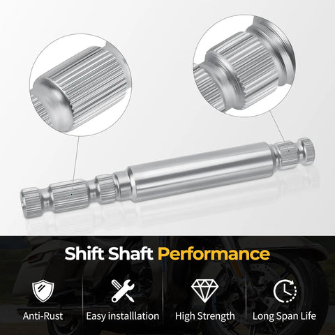 Harley Davidson Shifter Shaft 33709-82A Replacement For Electra Glide Road King Road Glide Street Glide Tour Glide And Tri Glide 1983 To 2016 Premium 40Cr Steel Heavy Duty Construction, close-up splined ends