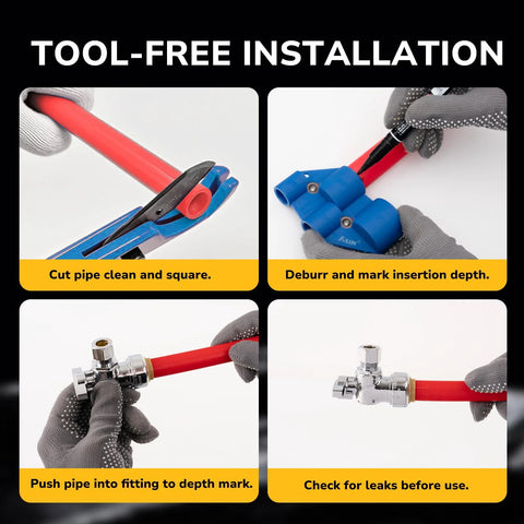 KAINGA 1/2 in PTC x 3/8 in OD compression straight stop valve; brass plumbing fitting with tool-free install guide