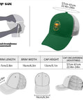 Green Trucker Cap For Men And Women, Casual Sport Hat With Adjustable Buckle, Front Graphic Design, cap size measurements