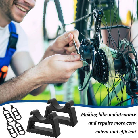 Man repairing bike with 1 Pair Bike Handlebar Bracket Clamp For 29 To 34mm Bars, No Slip Lightweight Mount in foreground.