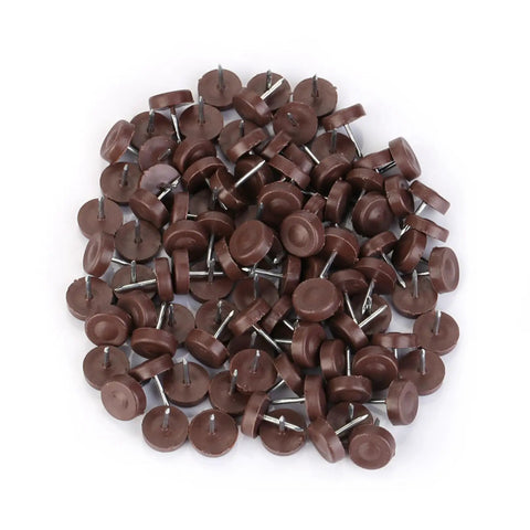 Heavy Duty Durable Plastic Furniture Glides For Chairs Tables And Sofas With No Slip Nail Pads In Coffee Color 100 Pack Flat Surface