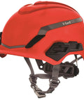 H1 V Gard Safety Helmet With Fas Trac III Ratchet Suspension For Boss Level Protection And All Day Comfort Polyethylene Shell Self Adjusting Crown Straps Standard Size Red