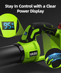 Cordless Leaf Blower With Three 21V Batteries And Fast Charger with power display and ergonomic grip for lawn care