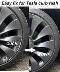 Gunpowder Gray Wheel Touch Up Paint Pen For Tesla Model Y And 3 S X Alloy Rims repair curb rash on dark gray wheel rim.