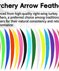 Colorful archery arrow feathers showcasing 36 Pack 5 Inch Right Wing Turkey Feathers Fletching For Recurve And Compound Bow Archery Target Shooting