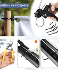 Beefy Heavy Duty Metal Zip Tie Gun Set With Stainless Steel Tool, 150 Black Metal Cable Ties, Outdoor Fastening Kit