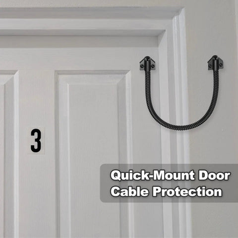 Built Tough Heavy Duty Armored Loop Power Transfer Cable Protector 16 Inch Long Fits 6mm Diameter Black 2 Pack Metal Flexible Gooseneck Exposed Mounting Sleeve with End Caps for Access System on white door