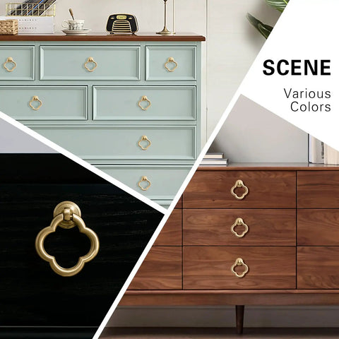 Gold Zinc Alloy Cabinet Knobs Set For Kitchen Cabinets And Drawers Durable Dresser Handles on various colored furniture
