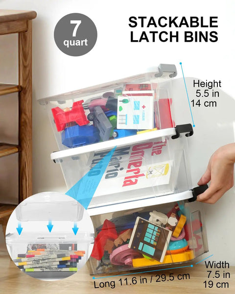 Clear Plastic Storage Bins With Lids 7 Quart Transparent Stackable Organization Containers Pantry Home And Office Game Changer Ditch The Hassle And Keep Every Shelf Clean Sweep Snag This 6 Pack