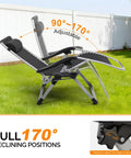 Zero Gravity Lounge Chair With Removable Thick Cushion And Tray, folding recliner showing adjustable backrest on lawn