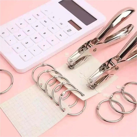 Metal Handheld Hole Puncher With 3Mm And 6Mm Circular Holes, punches paper with rings, durable steel build, portable punch tool for home office