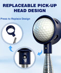 Telescopic Golf Ball Retriever 9, 12, 15 And 20 Ft Grabber Tool with replaceable pick-up head, stainless steel shaft, close-up view