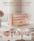Rose Gold 4 Tier Desk File Organizer With 4 Letter Trays Vertical File Holder Sliding Drawer And 2 Pen Holders dimensions