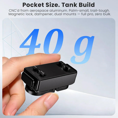 Hella Tight Magnetic Quick Release Adapter With Mechanical Lock And Quarter Inch Thread Compatible With Insta360 X5 X4 Air Ace Pro 2 Vlog Camera Mount in hand, showcasing compact design.