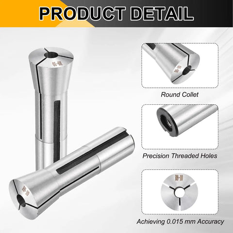R8 Round Collet Mill Chuck Holder For CNC Engraving And Milling Tools, featuring threaded holes and 0.015 mm accuracy
