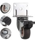 4 Pack 1.5 Inch Side Mount Casters For Bed And Stroller Heavy Duty TPR Wheels With Locking Brakes 360 Degree Swivel