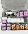 71Pcs Stubby TIG Torch Consumables Kit for WP17 WP18 WP26 Welders open case showing nozzles, collets, glass cups