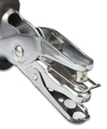 Handheld One Hole Punch delivers clean quarter inch holes with a five sheet capacity, durable nickel plated steel construction, and easy quick punching