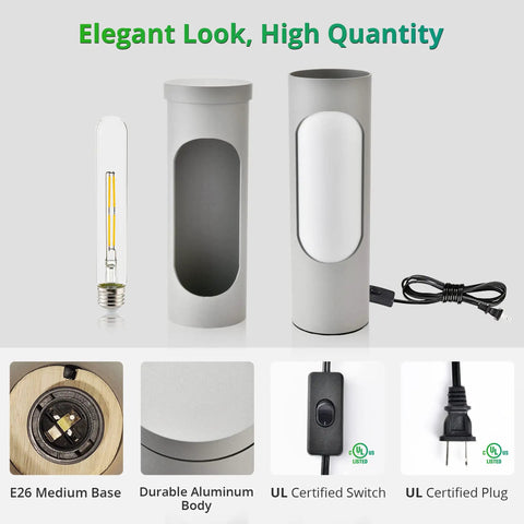 Shabbat Friendly No Switch Twist Top Reading Lamp Kosher Lamp with T10 LED Bulb, Silver Aluminum Body, and E26 Base
