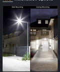 20 Pack Heavy Duty 300W Led Flood Lights Outdoor showcasing wall and ceiling mounting options, illuminating outdoor spaces.