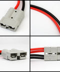 50 Amp Dual Y Splitter Plug for Battery Power Connectors 1 to 2 Cable with 6mm Wire, Forklift Charger and Lithium Battery Transfer, Ideal for Electric Vehicles, Boats, RVs, and Portable Power Systems gray Anderson-style plug with red and black 6mm wire