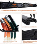Garage Organizer Wall Mount Rack With Six Removable Hooks Heavy Duty Steel Tool Hanger for space-saving storage solution
