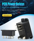 24V DC DPDT Power Relay With 8 Pin Quick Connect Top Sealed 30A Rating Two Form C Contacts PCB design shown in industrial setting