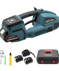 Heavy Duty Electric Strapping Gun With Digital Readout And Dual 4000mAh Batteries Portable Automatic Bander with tools and case.